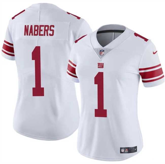 Women%27s New York Giants #1 Malik Nabers White Vapor Stitched Jersey Dzhi->new york giants->NFL Jersey